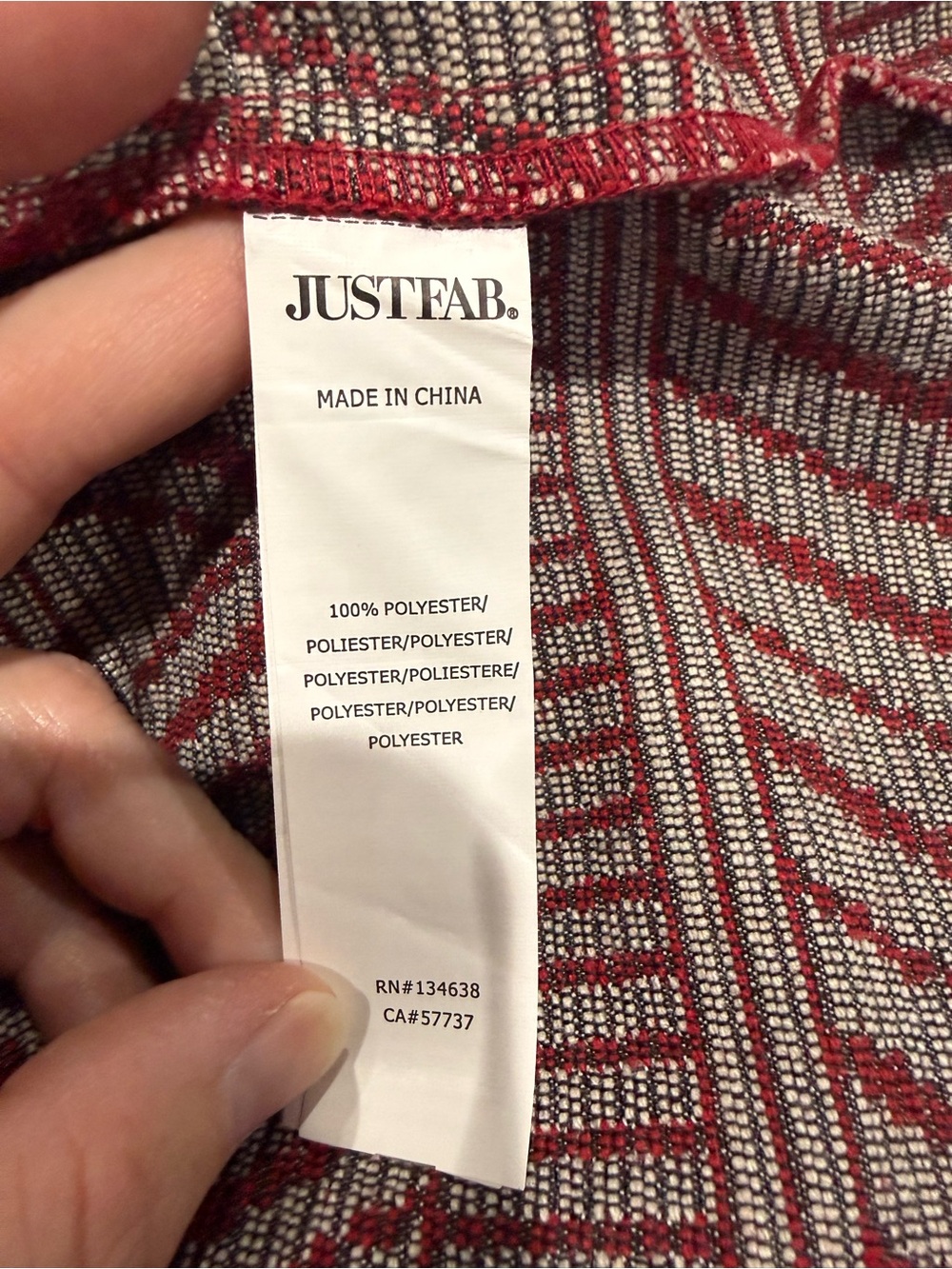 JustFab Red Geometric Open-Front Jacket - Picture 4 of 5